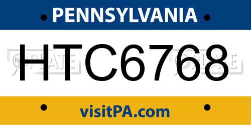 HTC6768 Pennsylvania License Plate