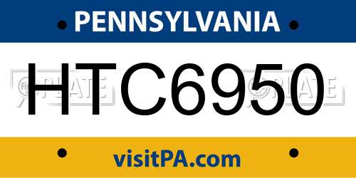 HTC6950 Pennsylvania License Plate