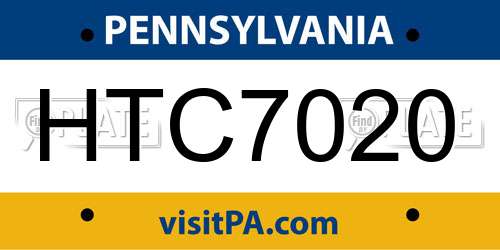 HTC7020 Pennsylvania License Plate