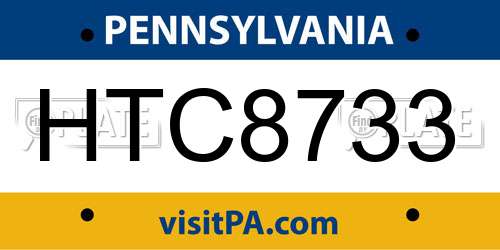 HTC8733 Pennsylvania License Plate