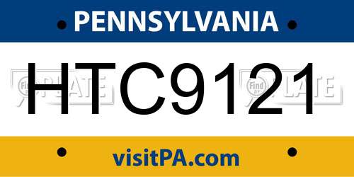 HTC9121 Pennsylvania License Plate