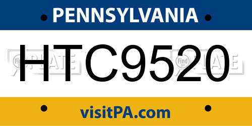 HTC9520 Pennsylvania License Plate