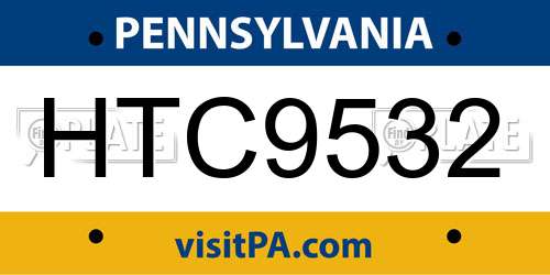 HTC9532 Pennsylvania License Plate