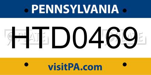HTD0469 Pennsylvania License Plate