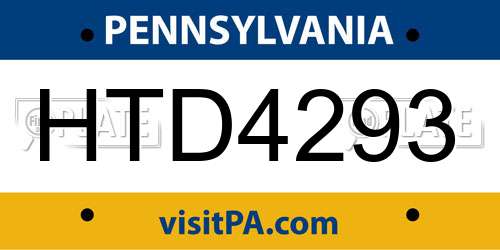 HTD4293 Pennsylvania License Plate