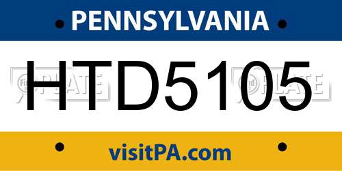 HTD5105 Pennsylvania License Plate