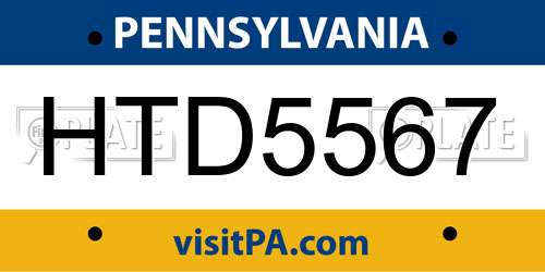 HTD5567 Pennsylvania License Plate