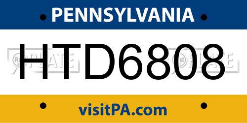HTD6808 Pennsylvania License Plate