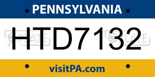 HTD7132 Pennsylvania License Plate
