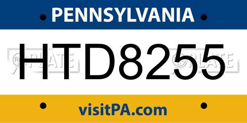 HTD8255 Pennsylvania License Plate