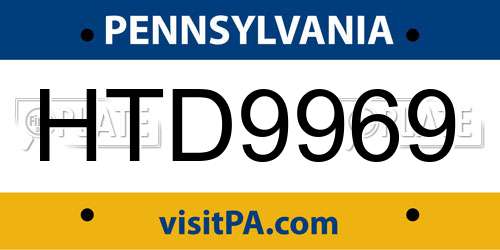 HTD9969 Pennsylvania License Plate