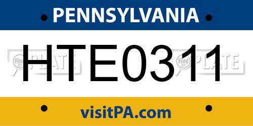 HTE0311 Pennsylvania License Plate