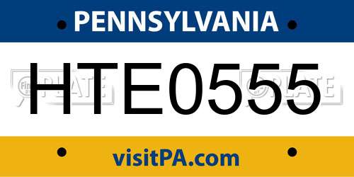 HTE0555 Pennsylvania License Plate