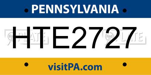 HTE2727 Pennsylvania License Plate