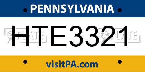 HTE3321 Pennsylvania License Plate