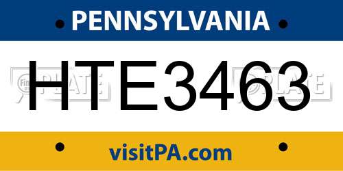 HTE3463 Pennsylvania License Plate