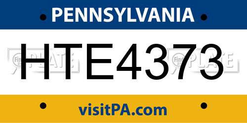 HTE4373 Pennsylvania License Plate