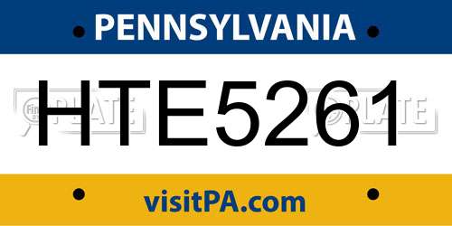 HTE5261 Pennsylvania License Plate