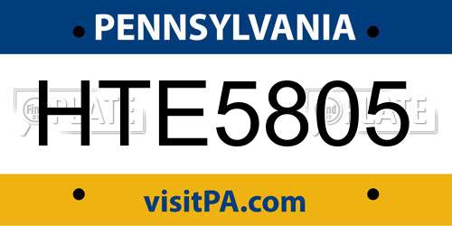 HTE5805 Pennsylvania License Plate