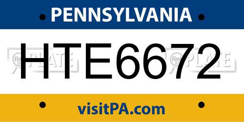 HTE6672 Pennsylvania License Plate