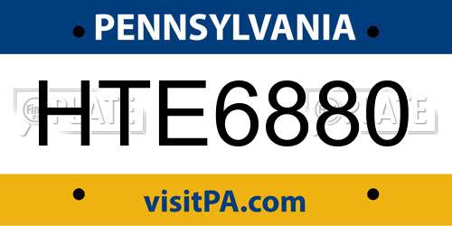 HTE6880 Pennsylvania License Plate
