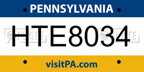 HTE8034 Pennsylvania License Plate