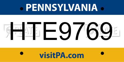 HTE9769 Pennsylvania License Plate