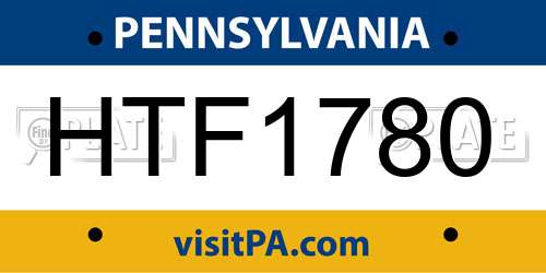 HTF1780 Pennsylvania License Plate