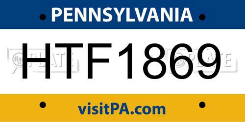 HTF1869 Pennsylvania License Plate