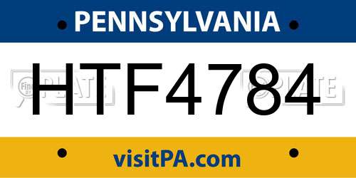 HTF4784 Pennsylvania License Plate