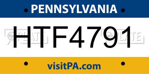 HTF4791 Pennsylvania License Plate