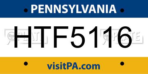 HTF5116 Pennsylvania License Plate