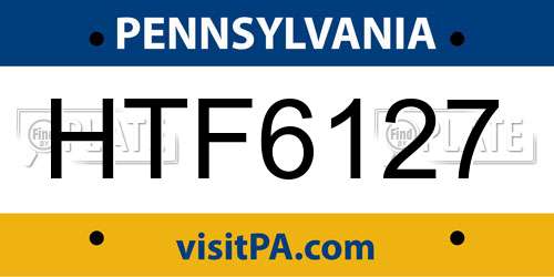 HTF6127 Pennsylvania License Plate