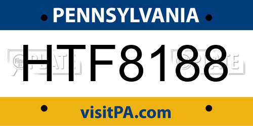 HTF8188 Pennsylvania License Plate