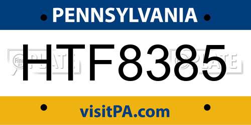 HTF8385 Pennsylvania License Plate