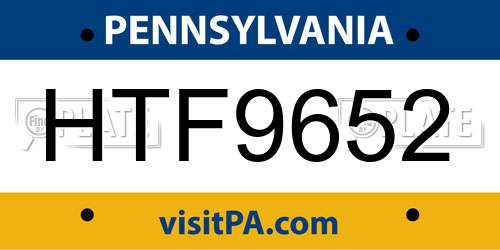 HTF9652 Pennsylvania License Plate