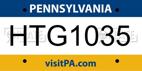 HTG1035 Pennsylvania License Plate