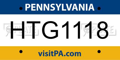 HTG1118 Pennsylvania License Plate