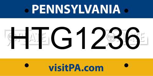 HTG1236 Pennsylvania License Plate