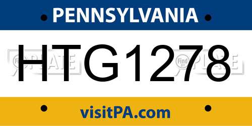 HTG1278 Pennsylvania License Plate