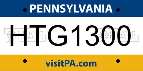 HTG1300 Pennsylvania License Plate