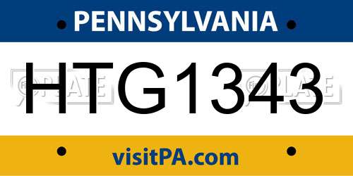 HTG1343 Pennsylvania License Plate