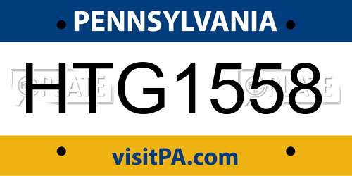 HTG1558 Pennsylvania License Plate