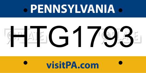 HTG1793 Pennsylvania License Plate