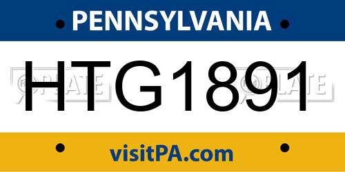 HTG1891 Pennsylvania License Plate