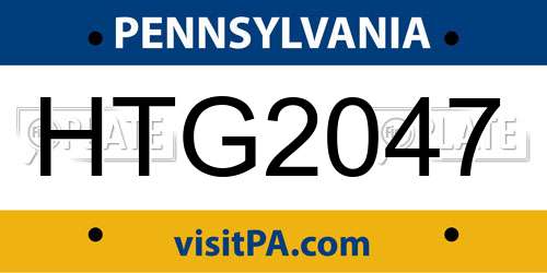HTG2047 Pennsylvania License Plate