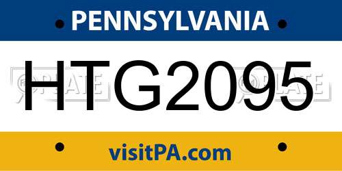 HTG2095 Pennsylvania License Plate