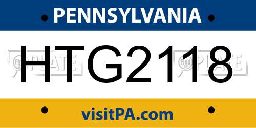 HTG2118 Pennsylvania License Plate