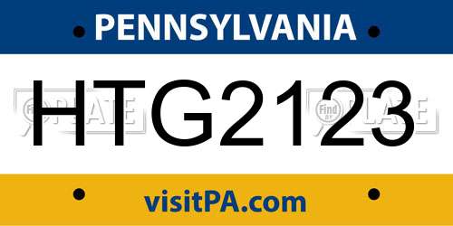 HTG2123 Pennsylvania License Plate
