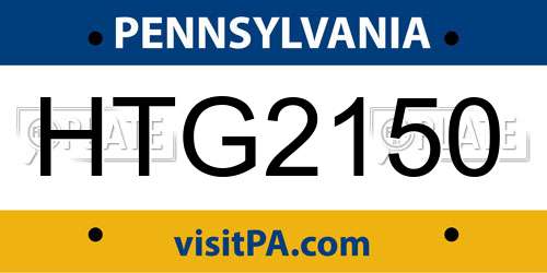 HTG2150 Pennsylvania License Plate